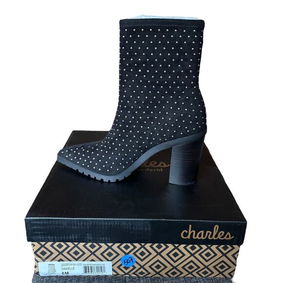 NWB Charles by Charles David Danielle Studded Stretch Bootie Black Women’s 6M - Picture 4 of 5